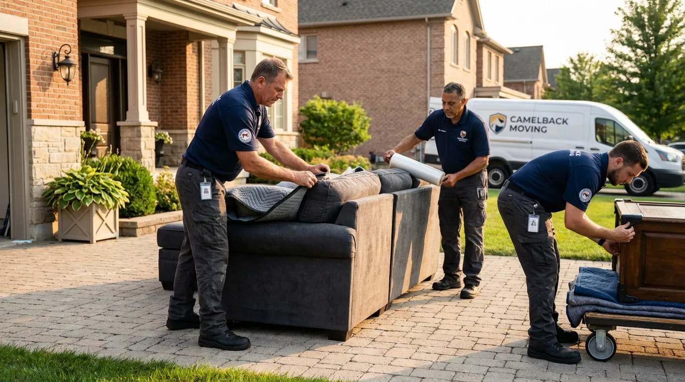 Large estate moving crew wrapping furniture in Flagstaff, AZ